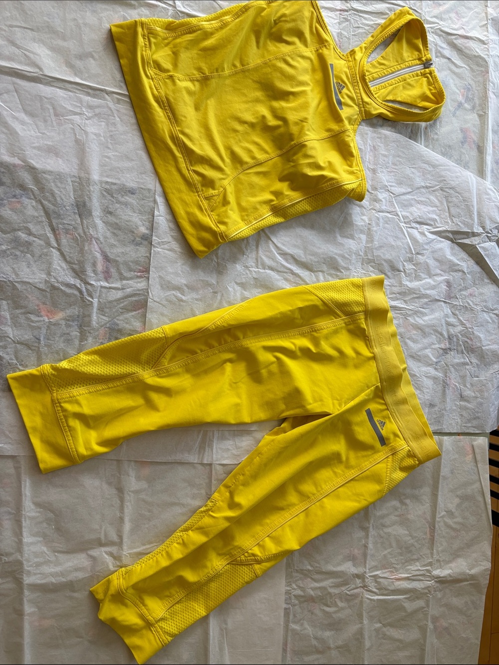 Adidas by Stella McCartney Yellow Athletic Leggings and Crop Top Set